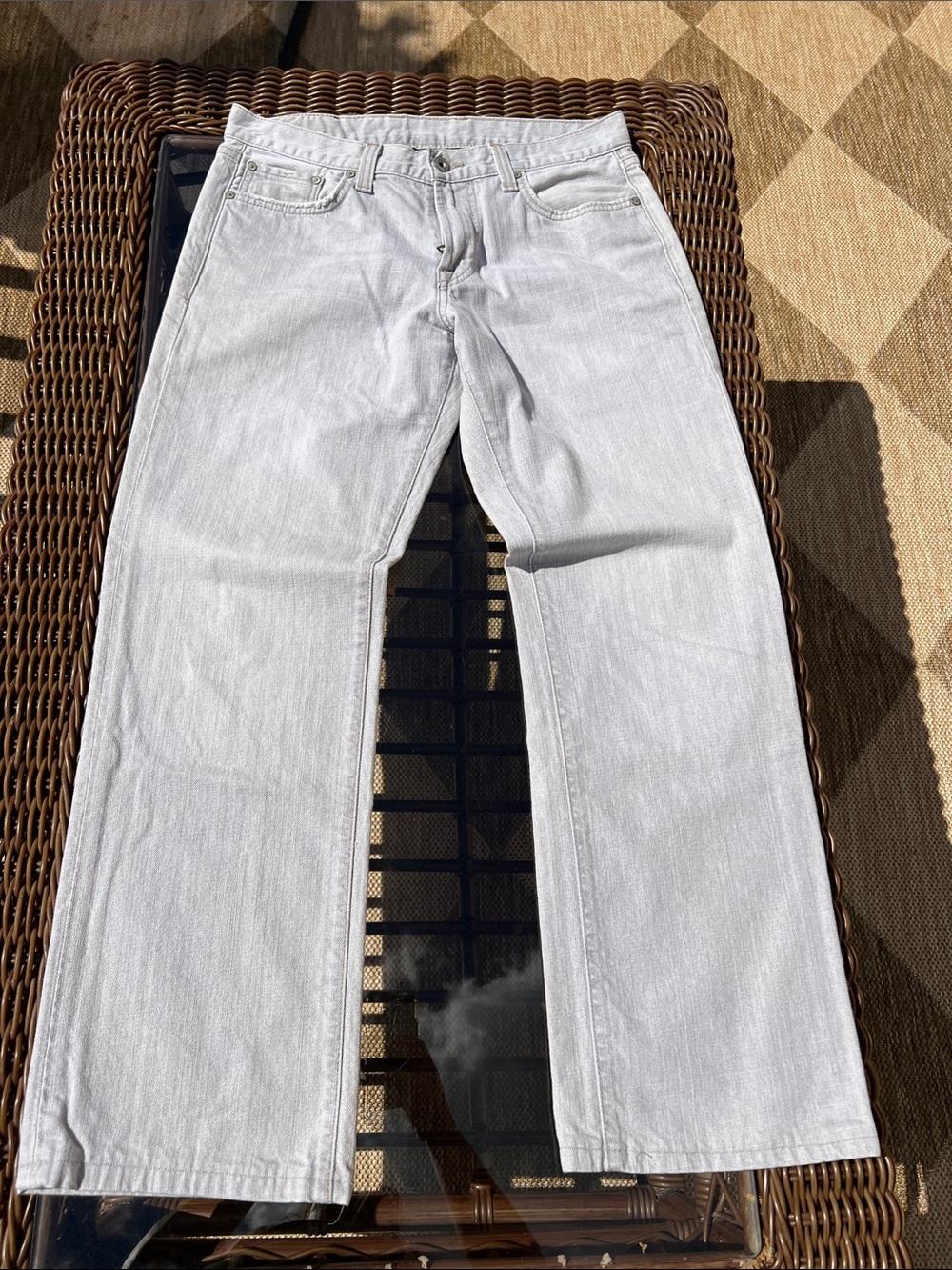 Mens Lucky Brand Light Gray Wide-Leg Jeans